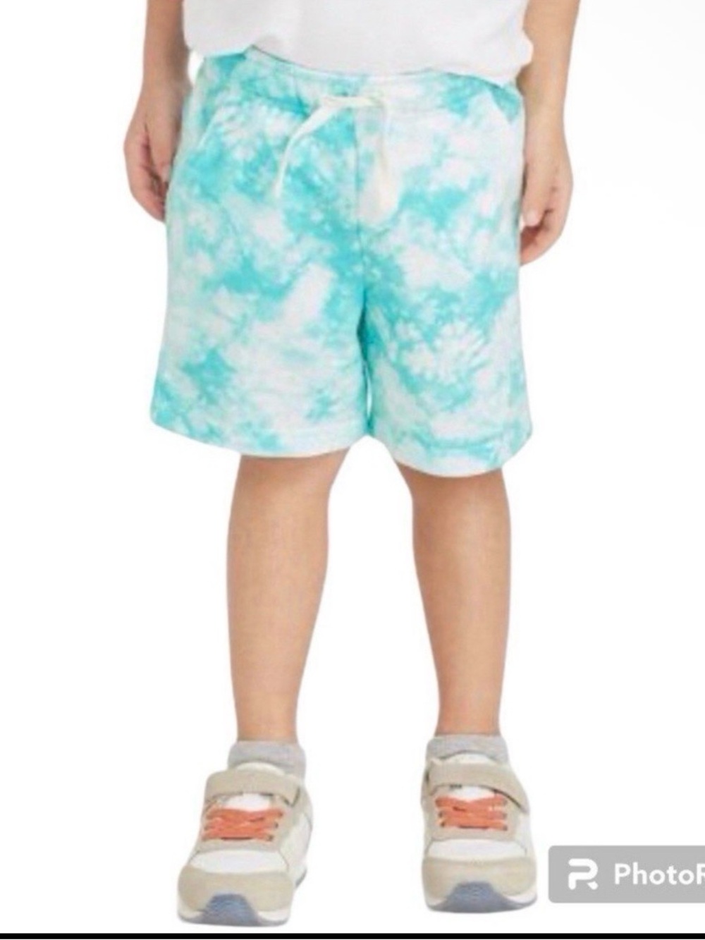 Cat & Jack Boys Aqua Blue Tie Dye Drawstring Fleece Shorts Mint Green 2T